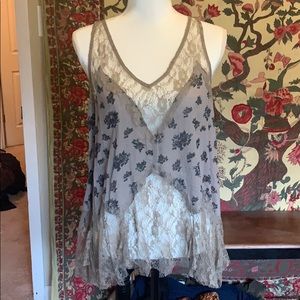 Free People Lace Ruffle Tank S